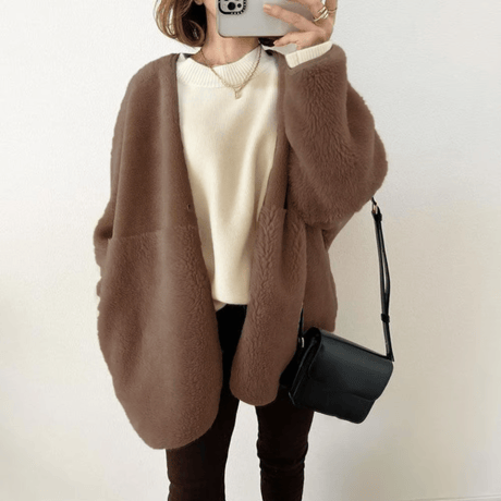 no collar boa jacket coat /3color　un1486