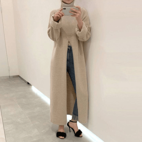 high neck front slit pull over /2color　un1487