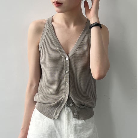 linen touch knit tank　/6color　un2097