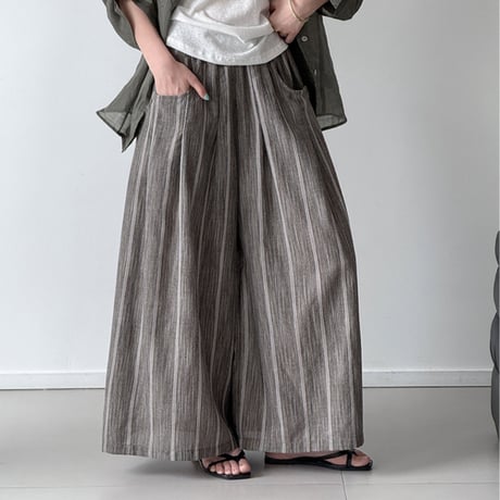 stripe relaxed wide pants　un2052