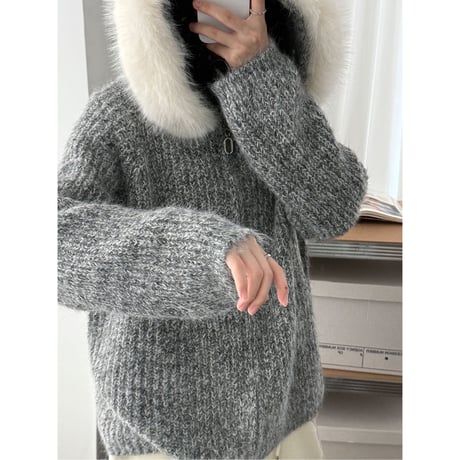 fur-trimmed hoodie /2color　un1712