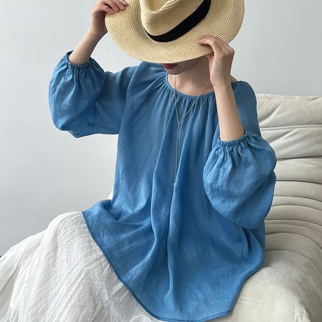 gathered ribbon blouse　/3color　un2015