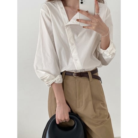 asymmetry point shirt /3color　un1329