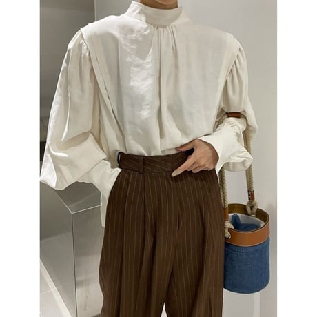 back button tuck blouse /3color　un1325
