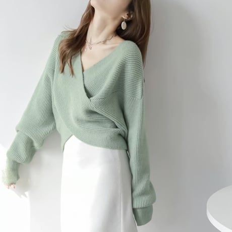 cross ｖ-neck sweater /3color　UN1499