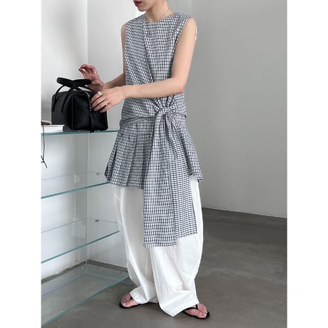 check side knot tunic blouse　/2color　un2049