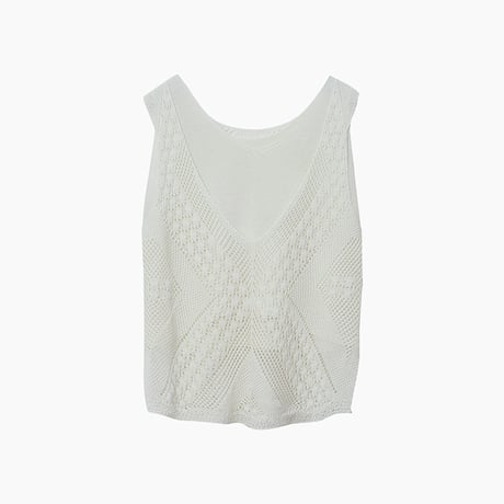 crochet knit layered vest　/2color　un1901