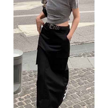 zip up back slit skirt　un1364