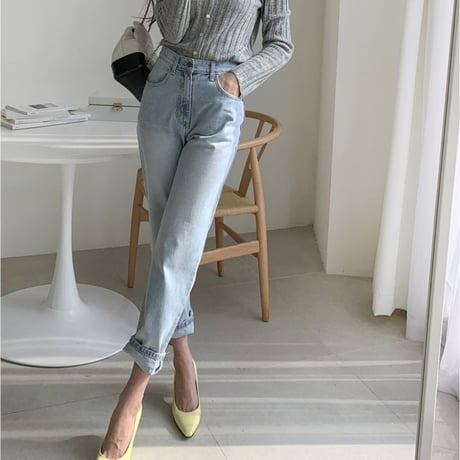 high waist denim pants　un1397