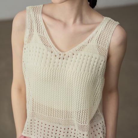 sheer knit tank top　/2color　un1846