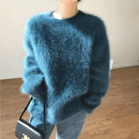 crewneck shaggy knit /4color　un1532