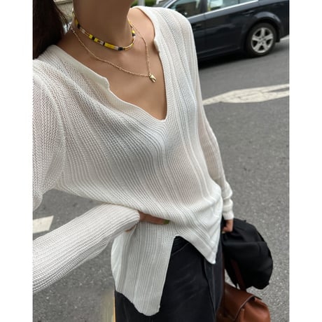 v-neck knit tops /3color　un1087