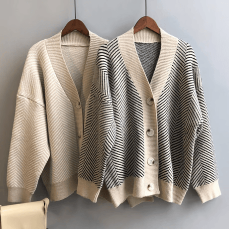 herringbone knit cardigan /2color　un1494