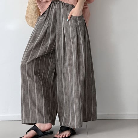 stripe relaxed wide pants　un2052