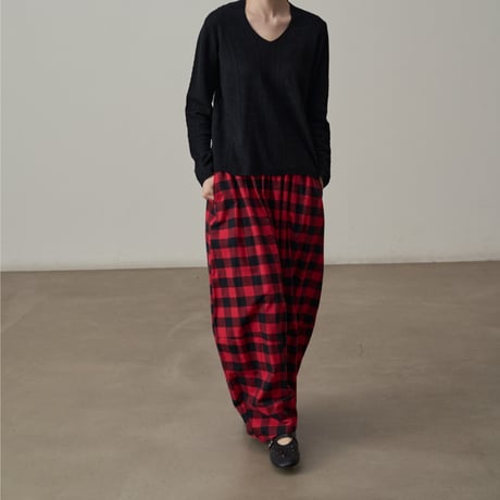 soft check volume pants　un1836