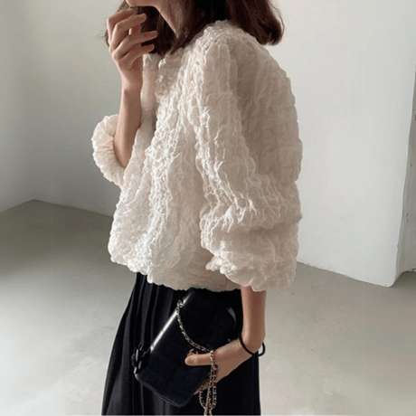 puff sleeves shirring blouse /3color　un1297