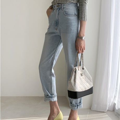 high waist denim pants　un1397