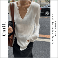 v-neck knit tops /3color　un1087