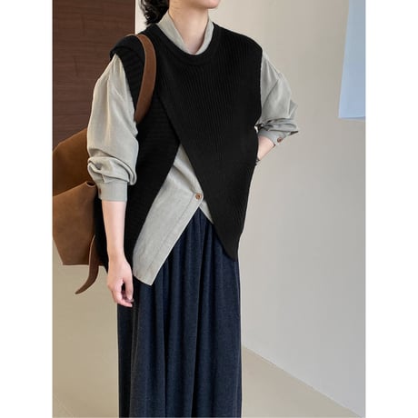 asymmetrical vest /4color　un1658