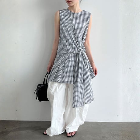 check side knot tunic blouse　/2color　un2049