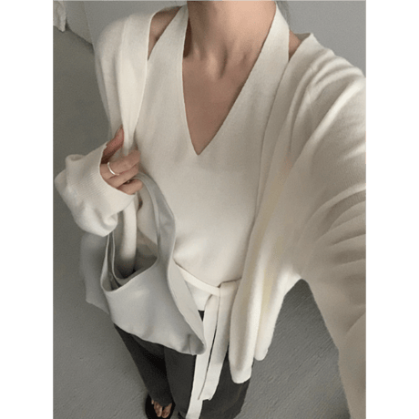 two-piece loose cardigan /2color　un1642