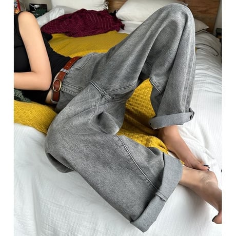 roll-up wide denim pants /2color　un1129