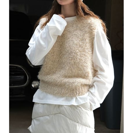 brush knit vest /2color　un1485
