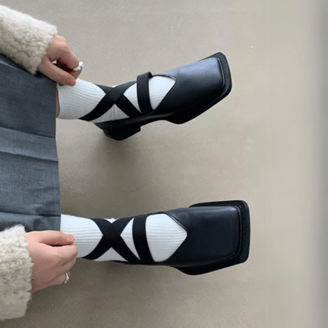 square strap shoes /4color　un1186