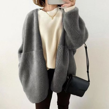 no collar boa jacket coat /3color　un1486