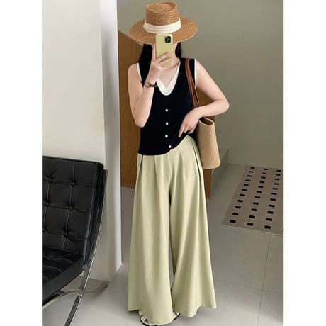 layered design sleeveless top /2color　un1029