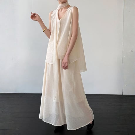 sheer ribbon layered set-up　/2color　un2010