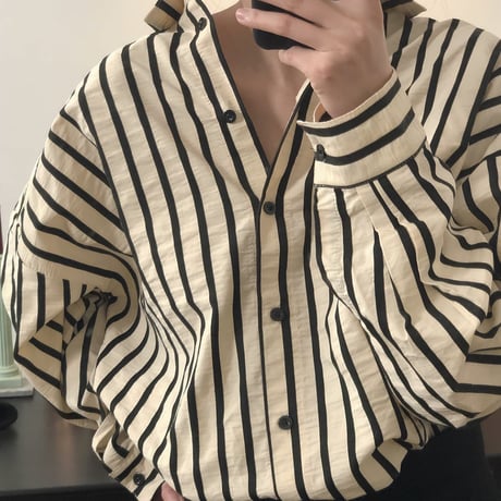 loose silhouette striped shirt　un1062