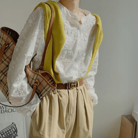 embroidered lace blouse　un1536