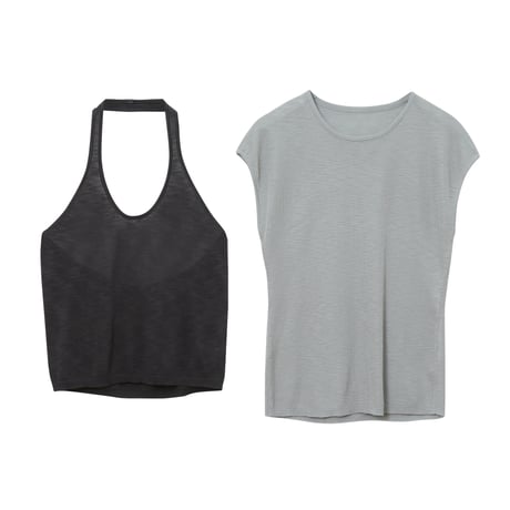 halter knit layered tank　/2color　un2063