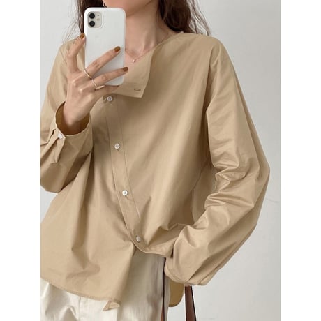 asymmetry point shirt /3color　un1329