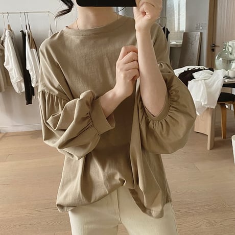 puff sleeve casual tops /4color　un1080