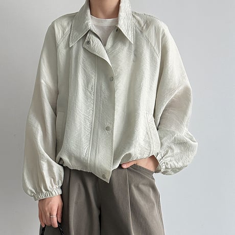 lightweight balloon sleeve zip blouson　/2color　un2045