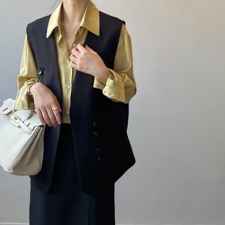 loose silhouette vest /2color　un1007