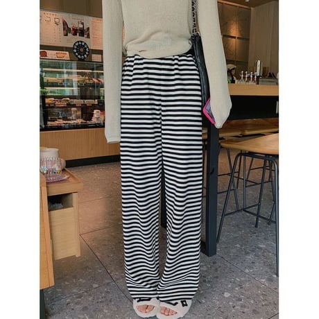border wide-leg pants　un1152