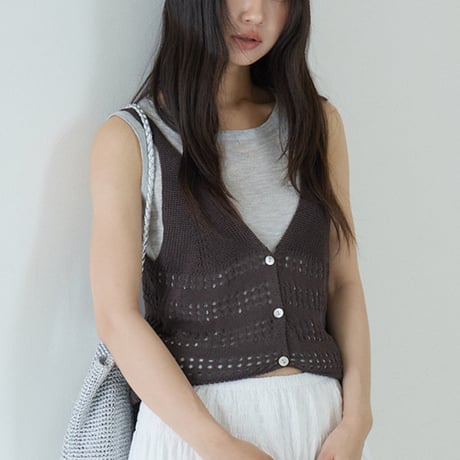 airy knit vest　/2color　un2068