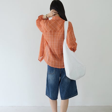 sunset check sheer shirt　un2066