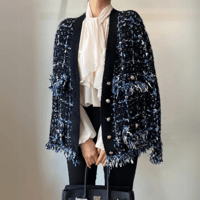 fringe tweed jacket /2color　un1275