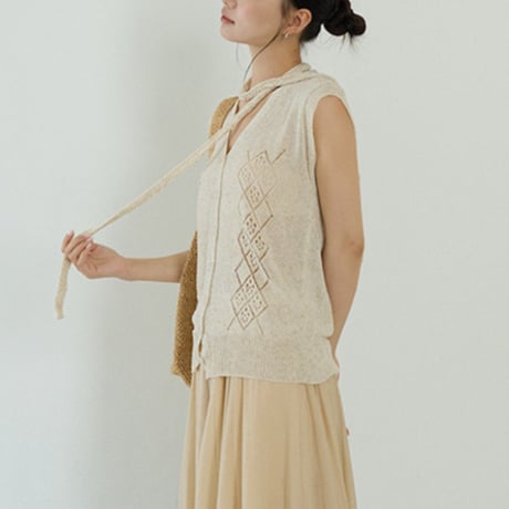 lace knit vest　/2color　un2074