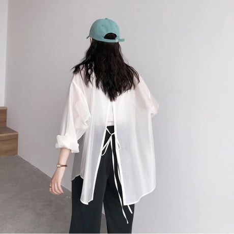 back open design shear shirt /5color　un1026