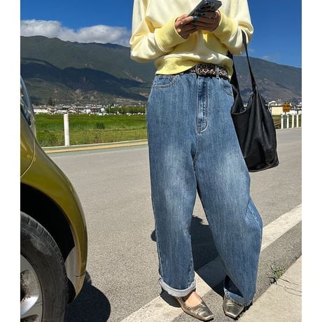 roll-up wide denim pants /2color　un1129