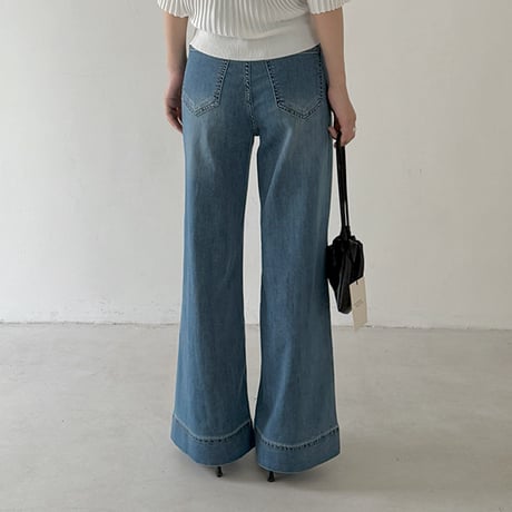 wide straight denim pants　un1896