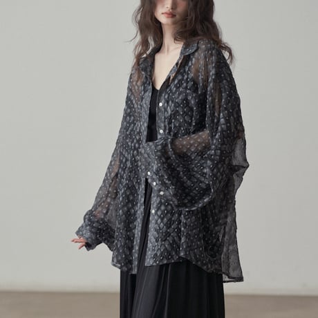 sheer patterned overshirt　/2color　un1846