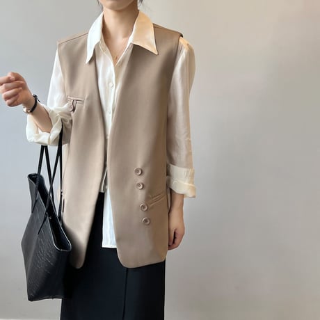 loose silhouette vest /2color　un1007