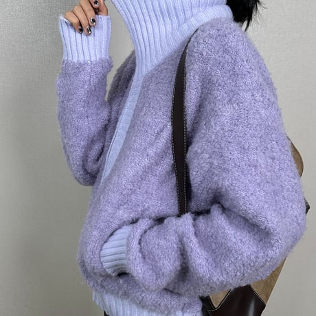 high neck loose cardigan /2color　un1526