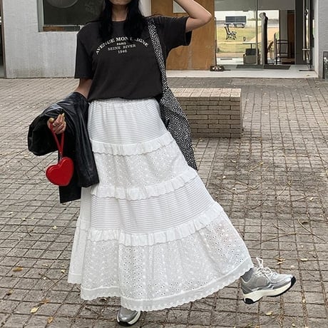 patchwork tiered skirt　un1147
